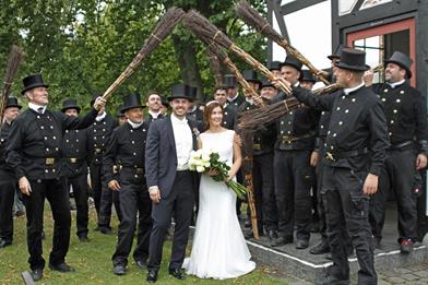 Schornsteinfeger Stehen Kollegen Spallier Schornsteinfeger Nrw